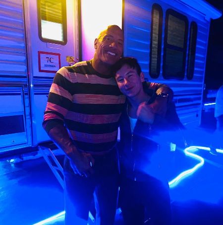 Barry Keoghan with his favorite star Dwayne Johnson.